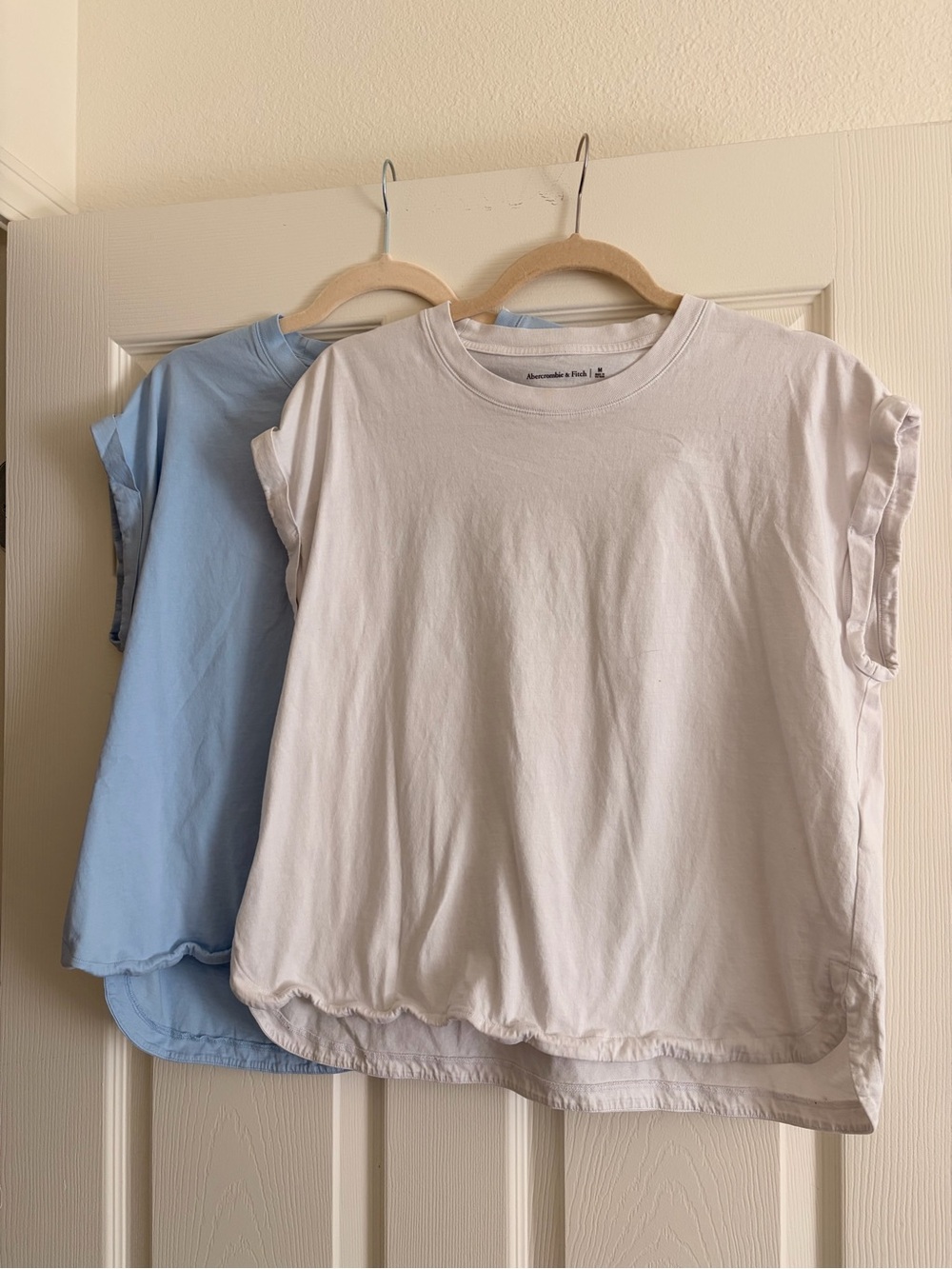 Abercrombie & Fitch White and Light Blue Short Sleeve Tees - Set of 2
